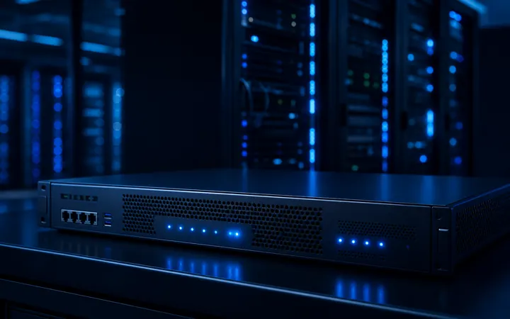 Server hardware detail with status lights