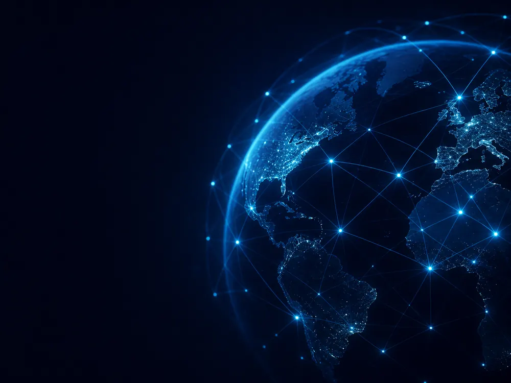 Global network connectivity visualization over Earth at night