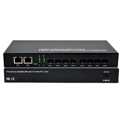 Leadways4366 OEM ODM Fiber Optical Switch 10/100/1000Mbps 8 SFP Fiber Switch + 2*10/100/1000Mbps RJ45 Port Fiber Media Converter